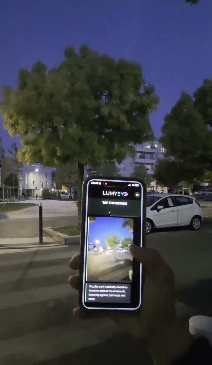 Still from the English demo: Vision Live, Q&A live video on a walk