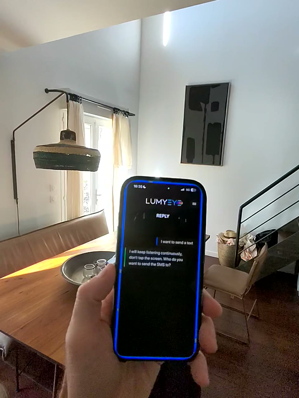 Still from the English voice text message demonstration
