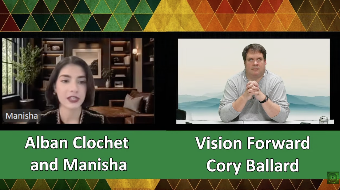 Manisha and Cory Ballard during Tech Connect Live. Frame from the broadcast, credit: Vision Forward’s Tech Connect.