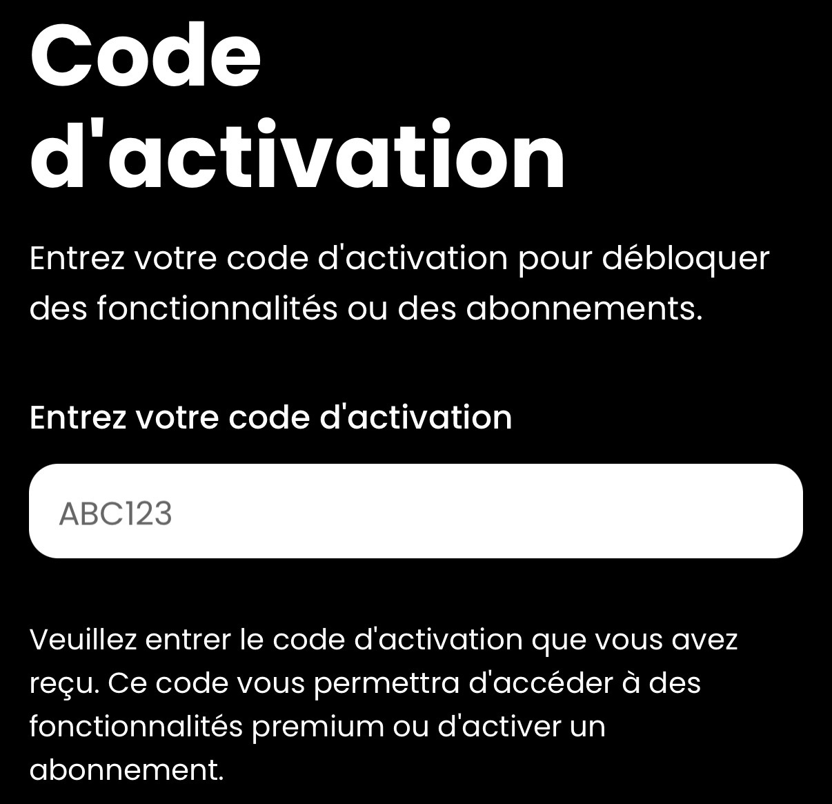 Exemple de Code Activation